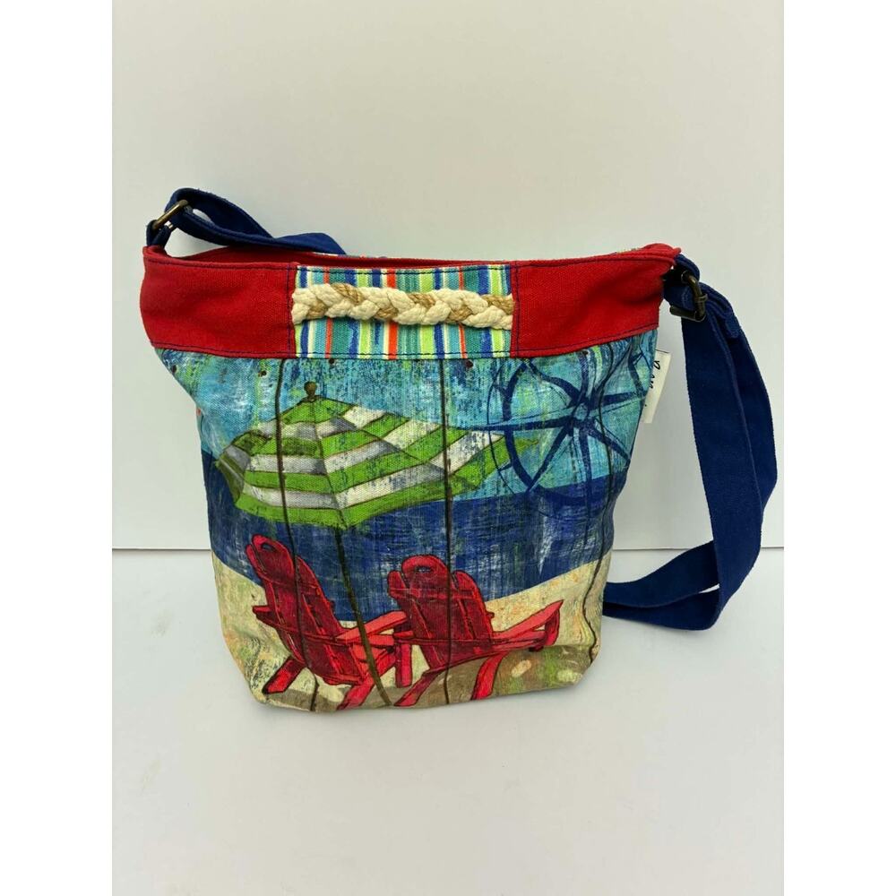 Paul Brent Canvas Shoulder Bag Beach Scene Crossbody Tote Colorful Art Purse